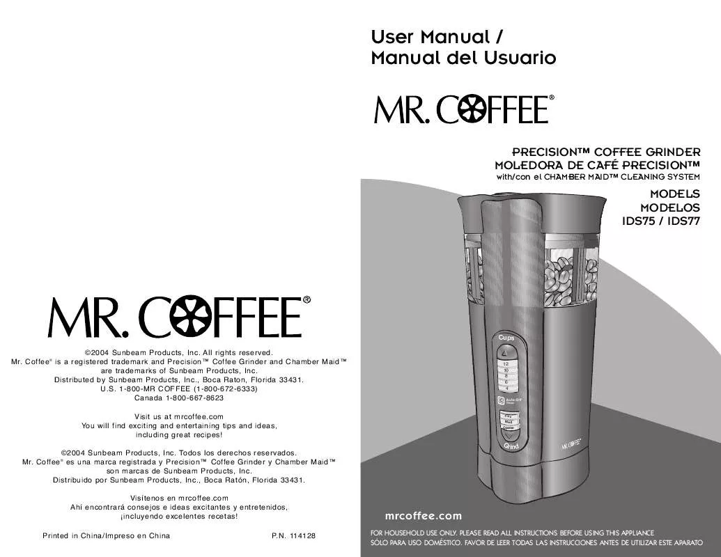Mode d'emploi MR COFFEE IDS77