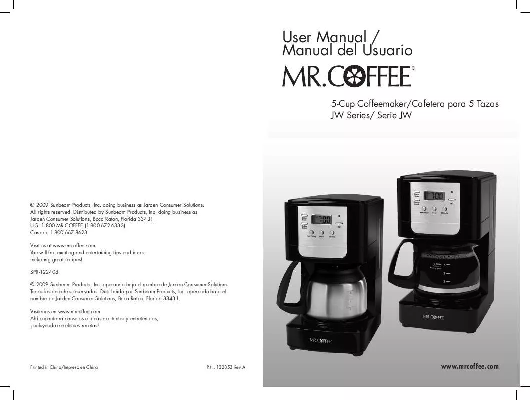 Mode d'emploi MR COFFEE JWX3