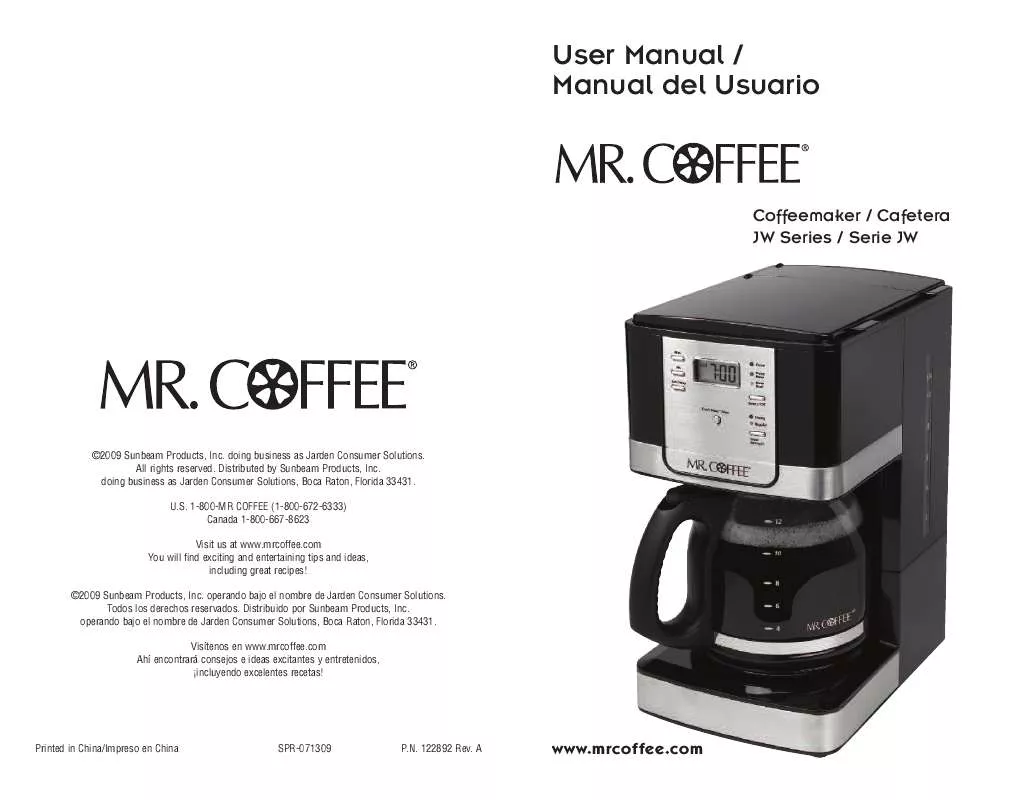 Mode d'emploi MR COFFEE JWX31