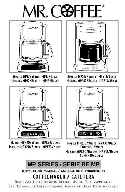 Mode d'emploi MR COFFEE MPX20