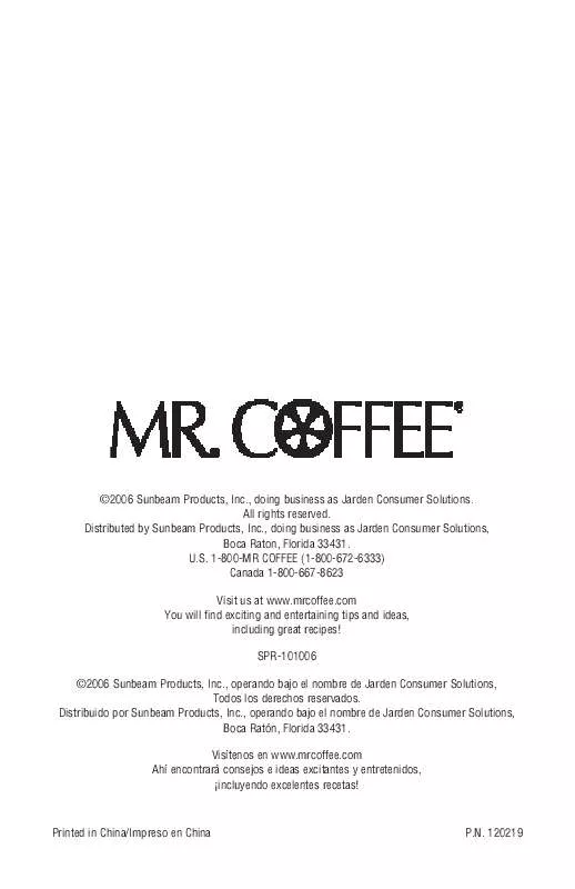 Mode d'emploi MR COFFEE MR