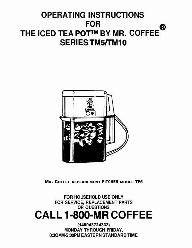 Mode d'emploi MR COFFEE TM10