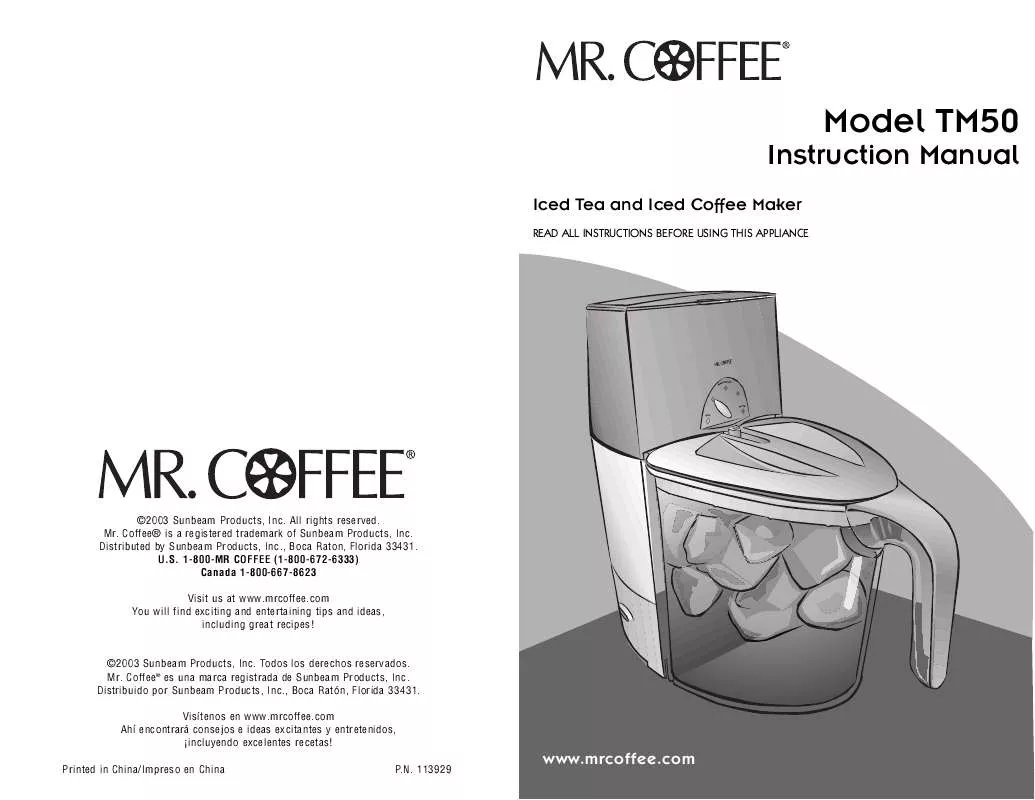 Mode d'emploi MR COFFEE TM50P