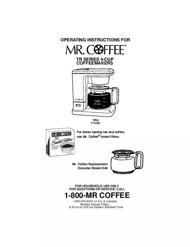 Mode d'emploi MR COFFEE TR4