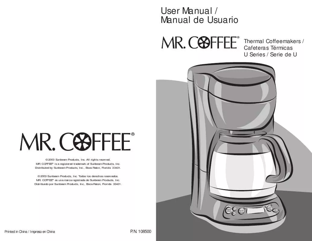 Mode d'emploi MR COFFEE URTX84