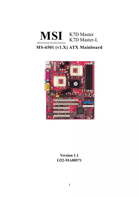 Mode d'emploi MSI MS-6501
