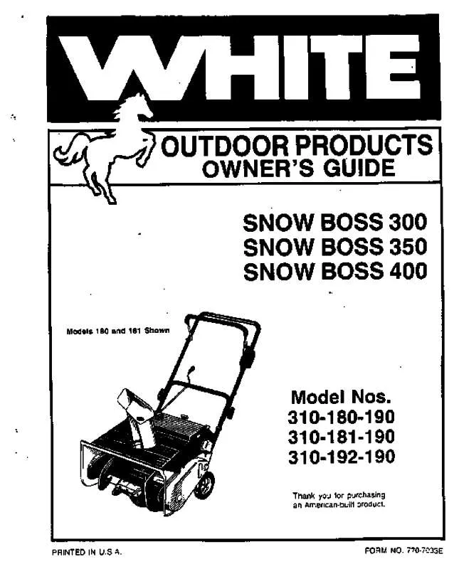 Mode d'emploi MTD SNOW BOSS 400