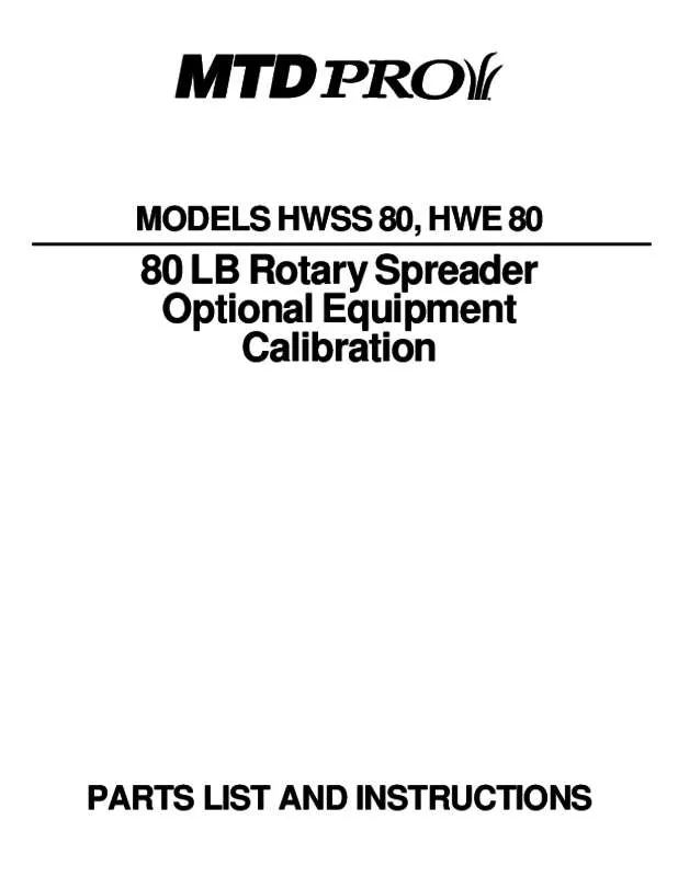 Mode d'emploi MTD HWSS80