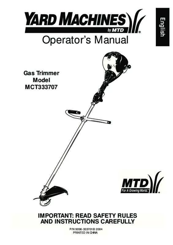 Mode d'emploi MTD MCT333707