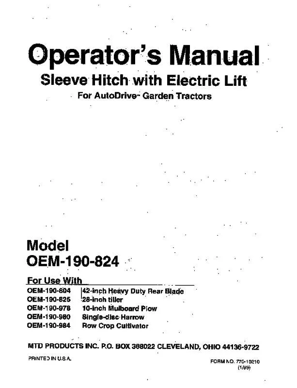 Mode d'emploi MTD OEM-190-824