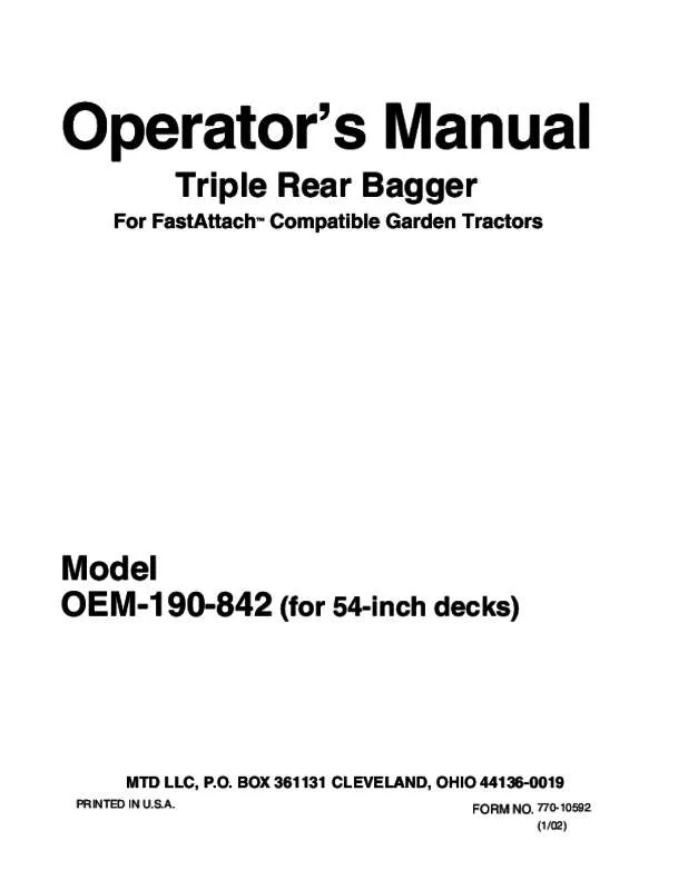 Mode d'emploi MTD OEM-190-842
