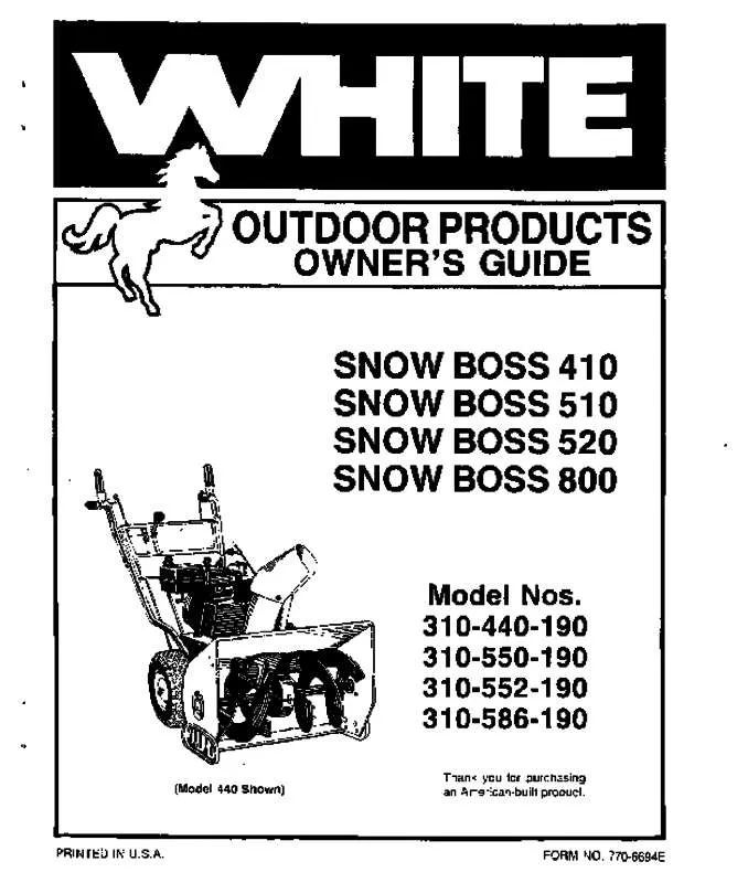 Mode d'emploi MTD SNOW BOSS 410