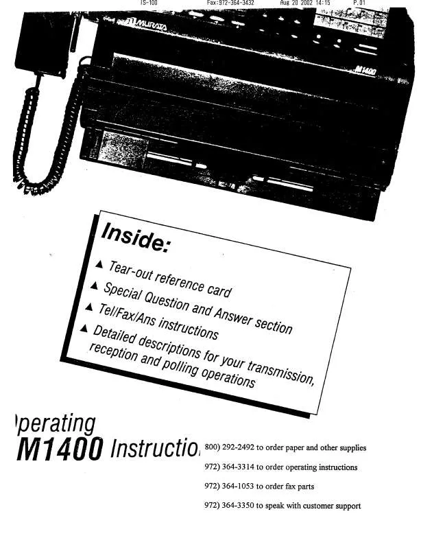 Mode d'emploi MURATEC M-1400