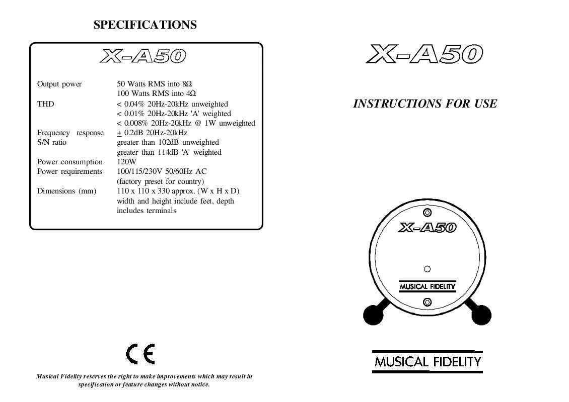 Mode d'emploi MUSICAL FIDELITY X-A50