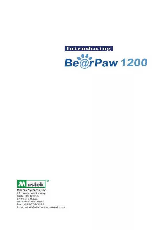 Mode d'emploi MUSTEK BEARPAW-1200-QUICK-START