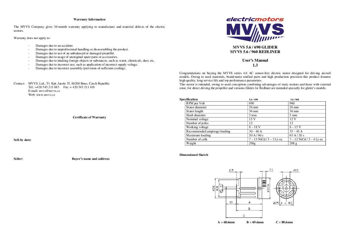 Mode d'emploi MVVS 5.6-960 REDLINER