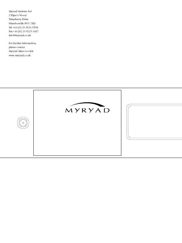 Mode d'emploi MYRYAD MCD200 600