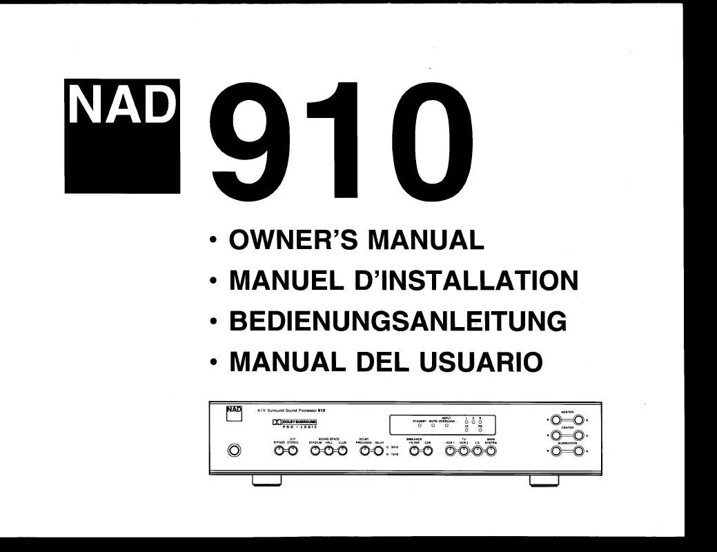 Mode d'emploi NAD 910