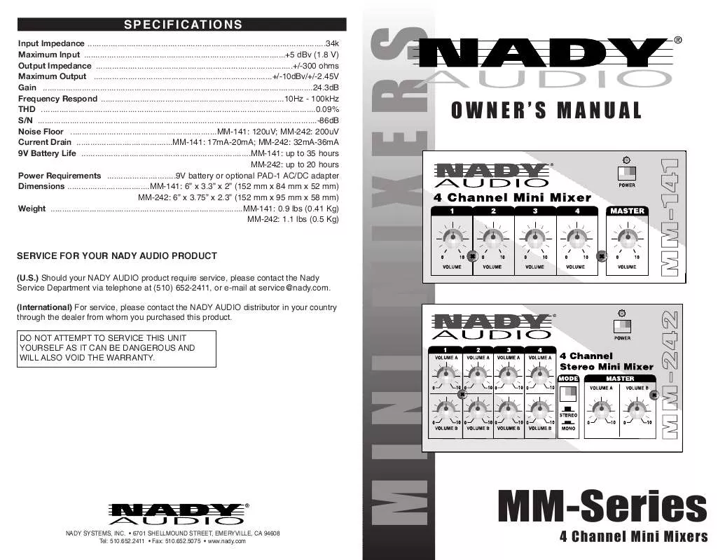 Mode d'emploi NADY MM-141