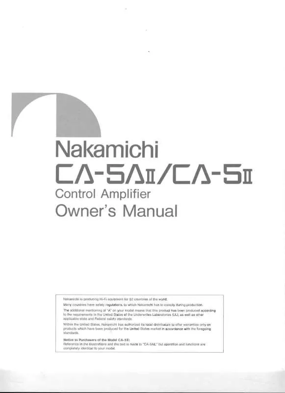 Mode d'emploi NAKAMICHI CA-5II