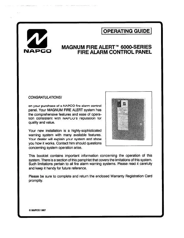 Mode d'emploi NAPCO MAGNUM FIRE ALERT 6000