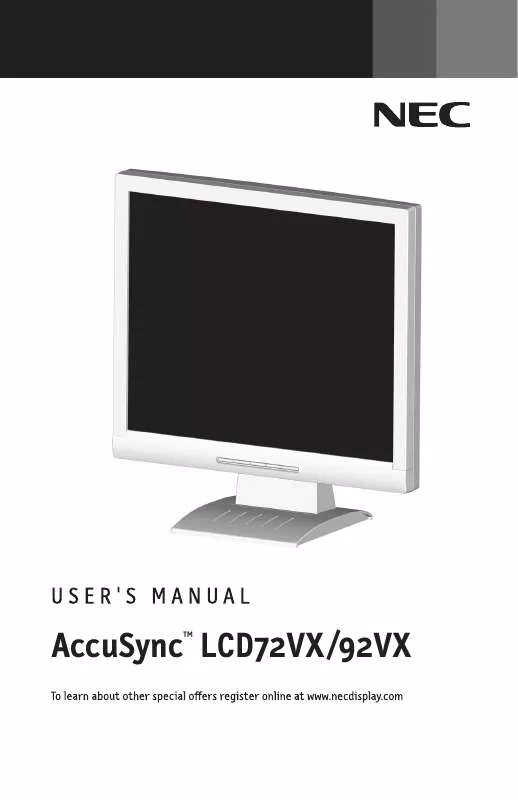 Mode d'emploi NEC ACCUSYNC LCD72VX