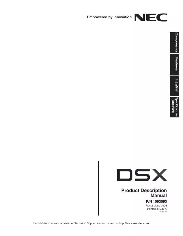 Mode d'emploi NEC DSX PRODUCT DESCRIPTION