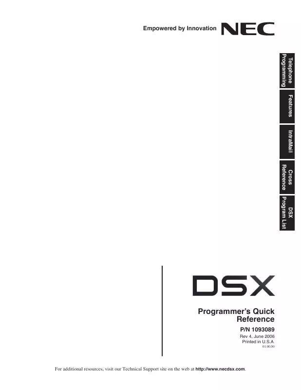 Mode d'emploi NEC DSX PROGRAMMERS