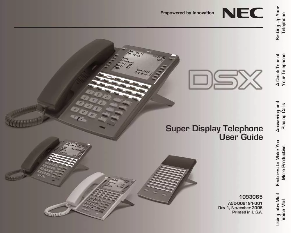 Mode d'emploi NEC DSX SUPER DISPLAY TELEPHONE