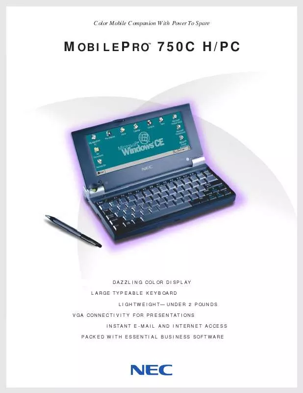 Mode d'emploi NEC MOBILEPRO 750C PC