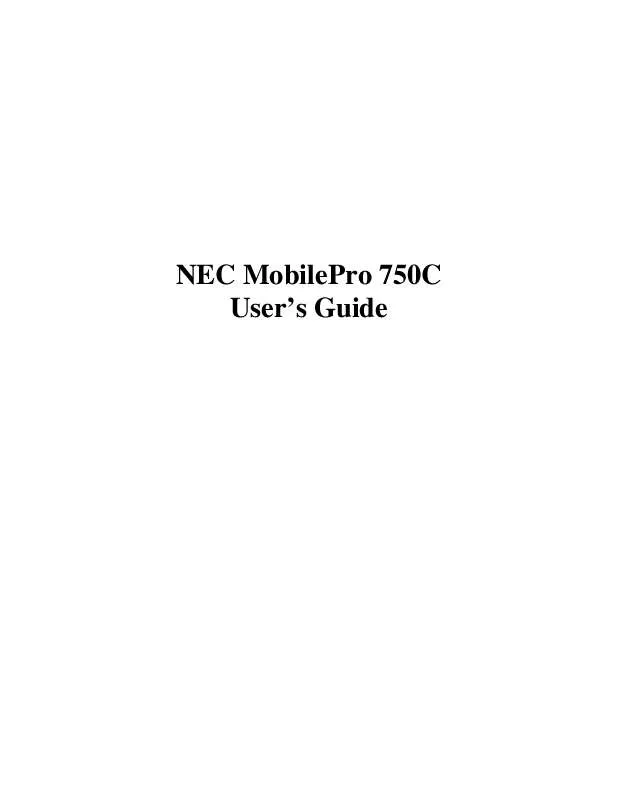 Mode d'emploi NEC MOBILEPRO 750C