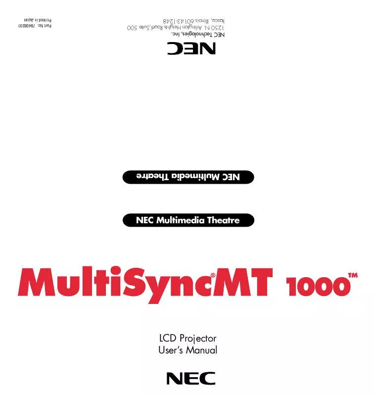 Mode d'emploi NEC MT1000