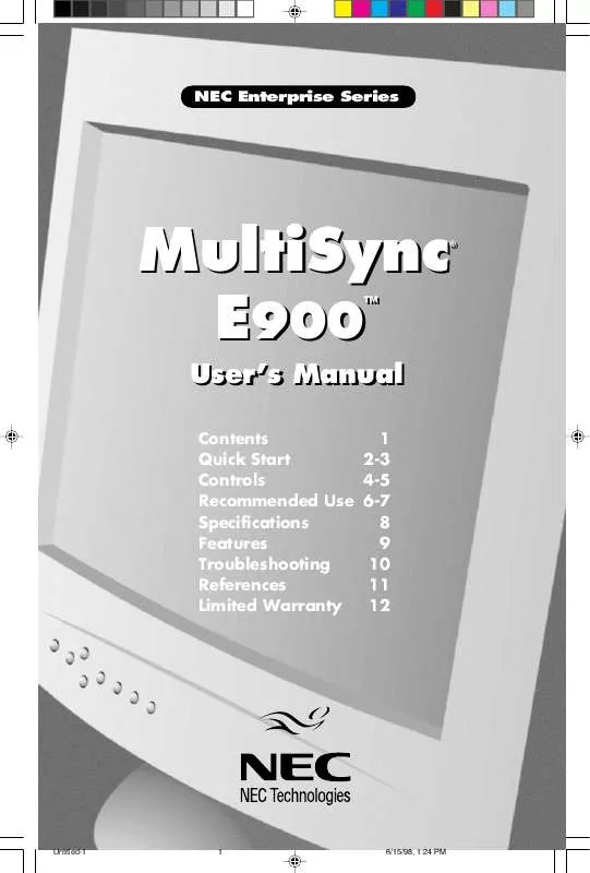 Mode d'emploi NEC MULTISYNC E900-