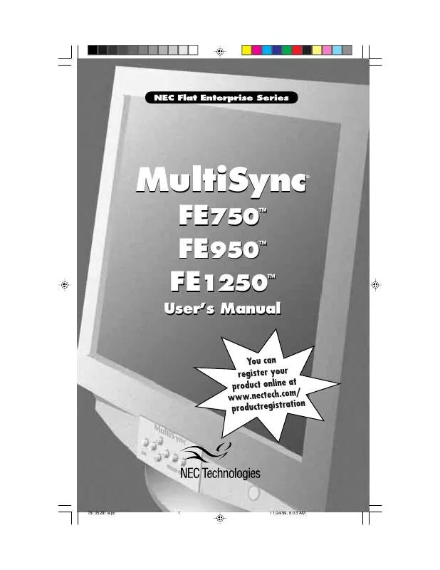 Mode d'emploi NEC MULTISYNC FE 1250