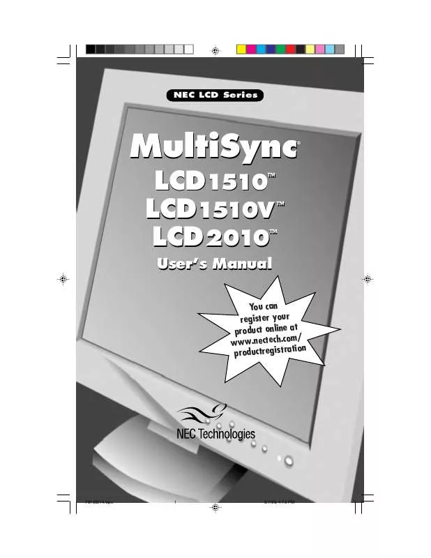 Mode d'emploi NEC MULTISYNC LCD 1510V