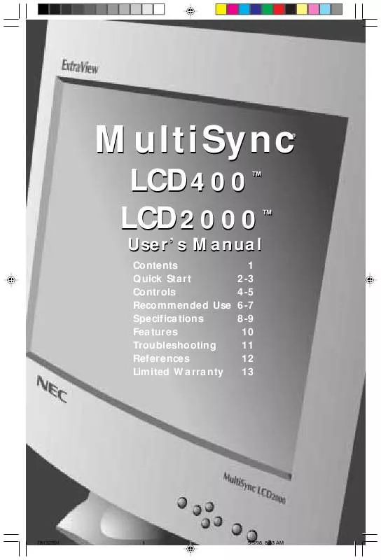 Mode d'emploi NEC MULTISYNC LCD 400