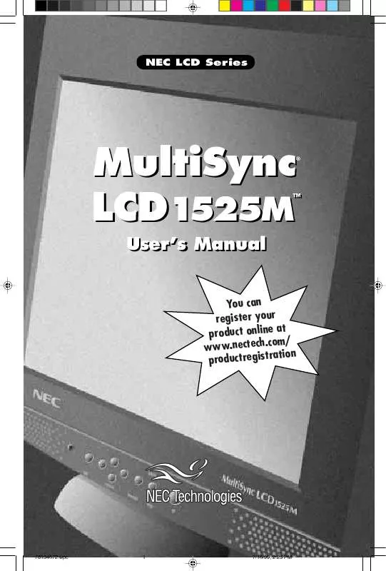 Mode d'emploi NEC MULTISYNC LCD1525M