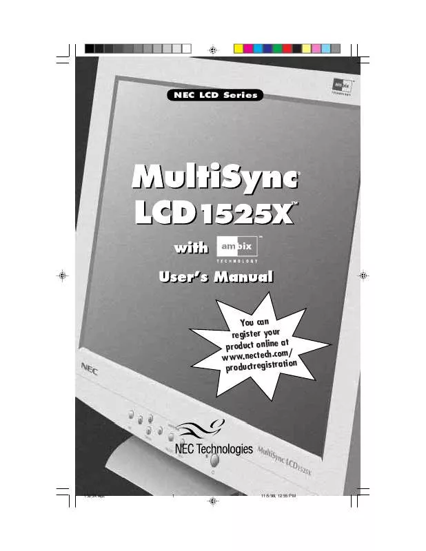 Mode d'emploi NEC MULTISYNC LCD1525X