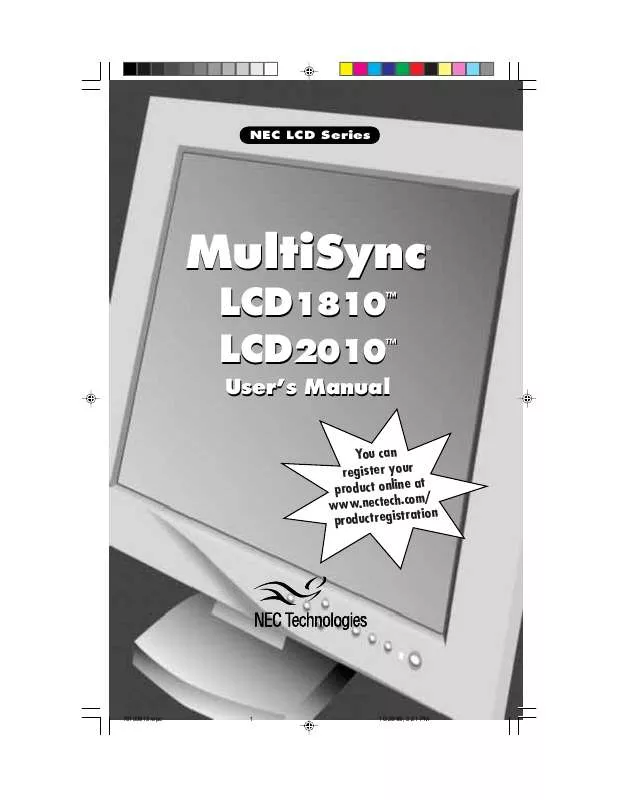 Mode d'emploi NEC MULTISYNC LCD1810