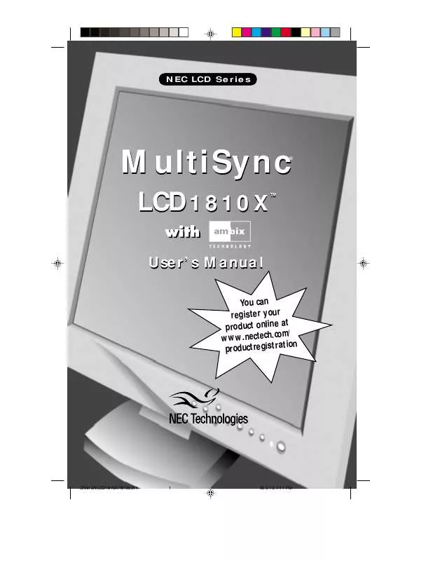 Mode d'emploi NEC MULTISYNC LCD1810X