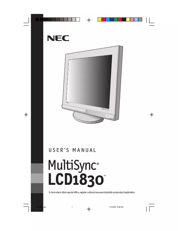 Mode d'emploi NEC MULTISYNC LCD1830