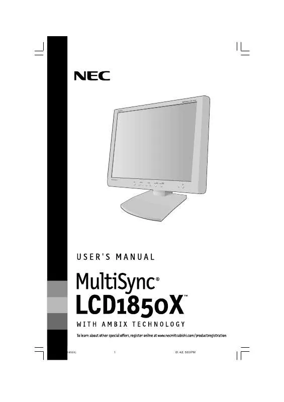 Mode d'emploi NEC MULTISYNC LCD1850X