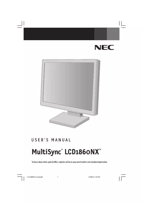 Mode d'emploi NEC MULTISYNC LCD1860NX