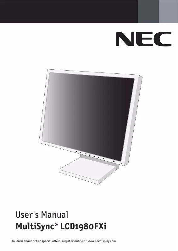 Mode d'emploi NEC MULTISYNC LCD1980FXI