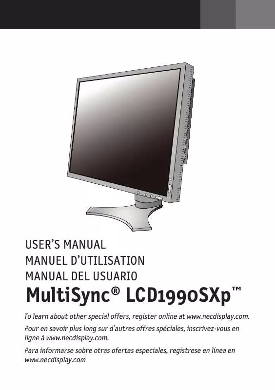 Mode d'emploi NEC MULTISYNC LCD1990SXP