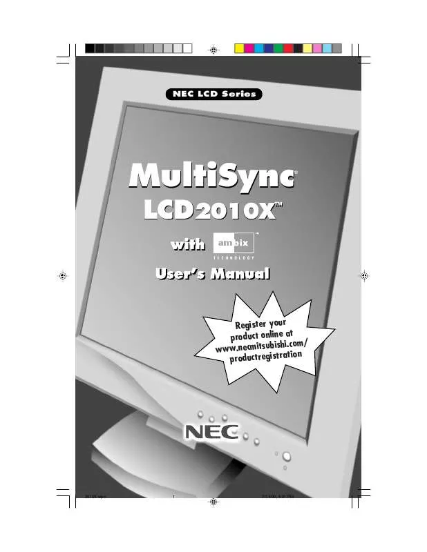 Mode d'emploi NEC MULTISYNC LCD2010X