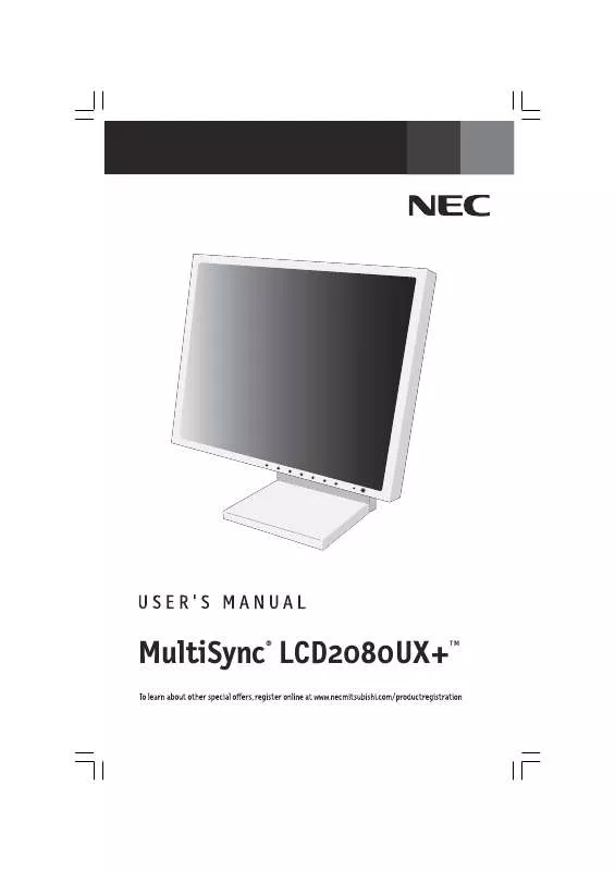 Mode d'emploi NEC MULTISYNC LCD2080UX
