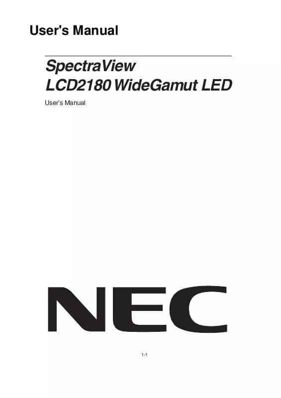Mode d'emploi NEC MULTISYNC LCD2180WGLEDSV