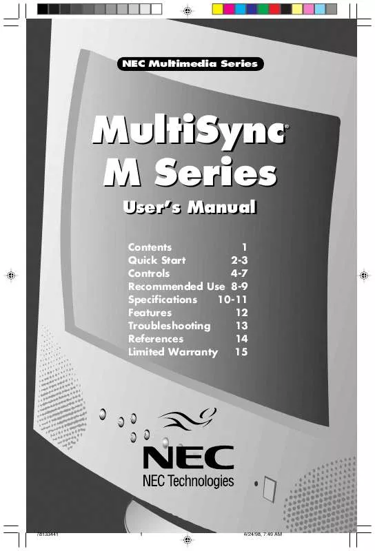 Mode d'emploi NEC MULTISYNC M500
