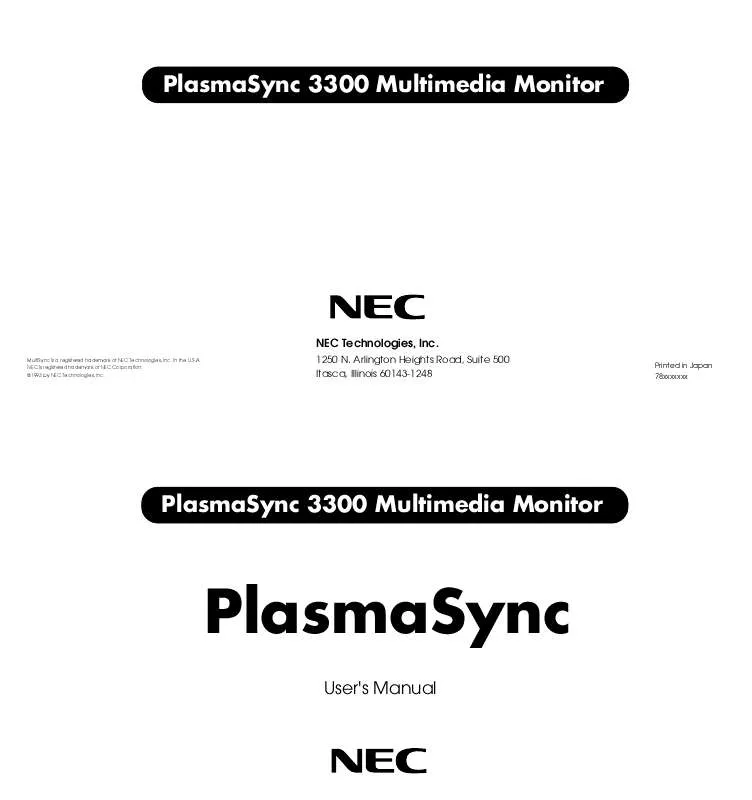 Mode d'emploi NEC PLASMASYNC PX-33M3A